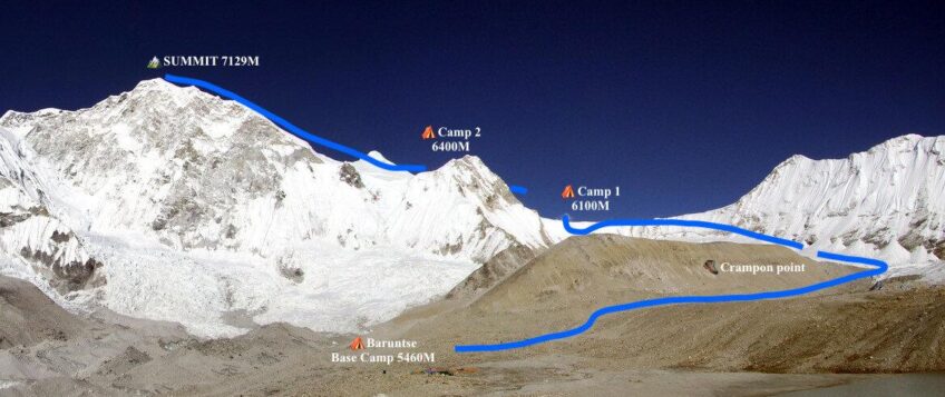 Baruntse peak map